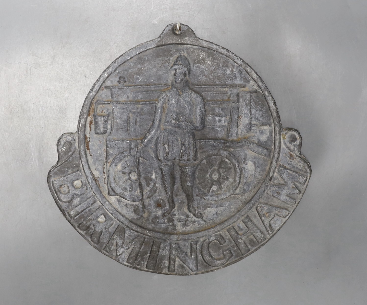 A lead Birmingham fire plaque, 27cms wide.